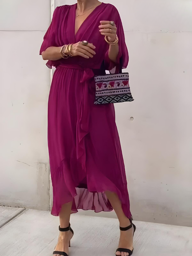 Alicea - Elegant Irregular Maxi Dress